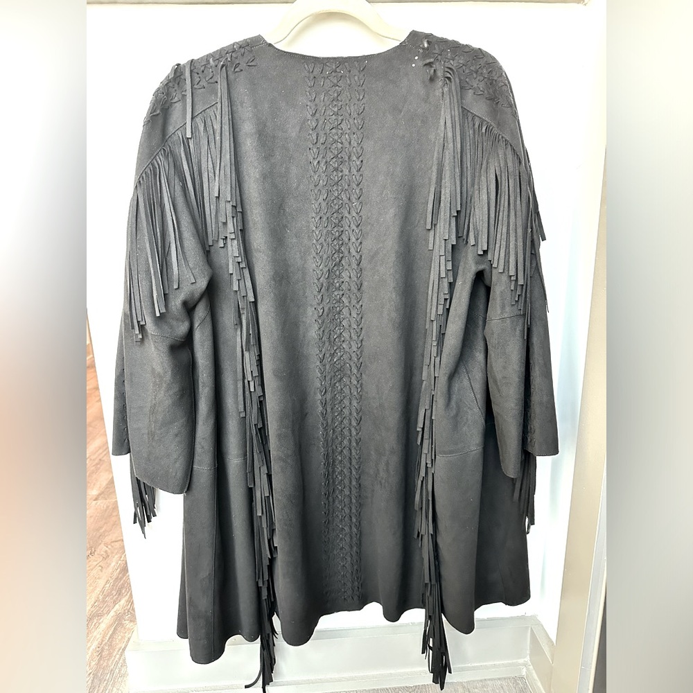 Zara black suede fringe jacket. Size M.